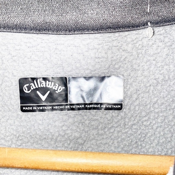Callaway Mens Quarter Zip Banded Collar Heather Gray Long Sleeve Pullover - Picture 6 of 10